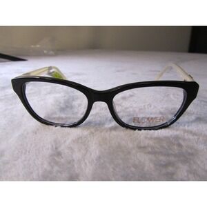 Flower by Drew Barrymore Mary FLR6002 001 Black‎ Cream Eyeglass Frames 52-16-135